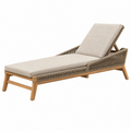 Lettino prendisole 200 x 70 x 85 cm in legno beige per esterno con schienale regolabile