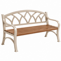 Panchina da giardino 123 x 62 x 90 cm in metallo e legno beige/marrone stile classico