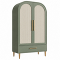Armadio contenitore 90 x 45 x 180 cm verde salvia con ante scanalate e cassetto stile moderno