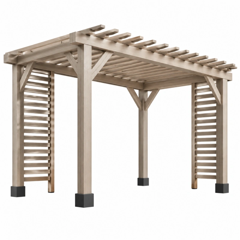 Pergolato da giardino 300 x 300 x 230 cm in legno naturale con pannelli a doghe
