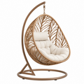Poltrona sospesa 105 x 105 x 200 cm in rattan naturale con supporto in metallo - stile boho