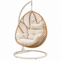 Poltrona sospesa 105 x 105 x 195 cm in rattan naturale e metallo crema - da interno stile bohémien
