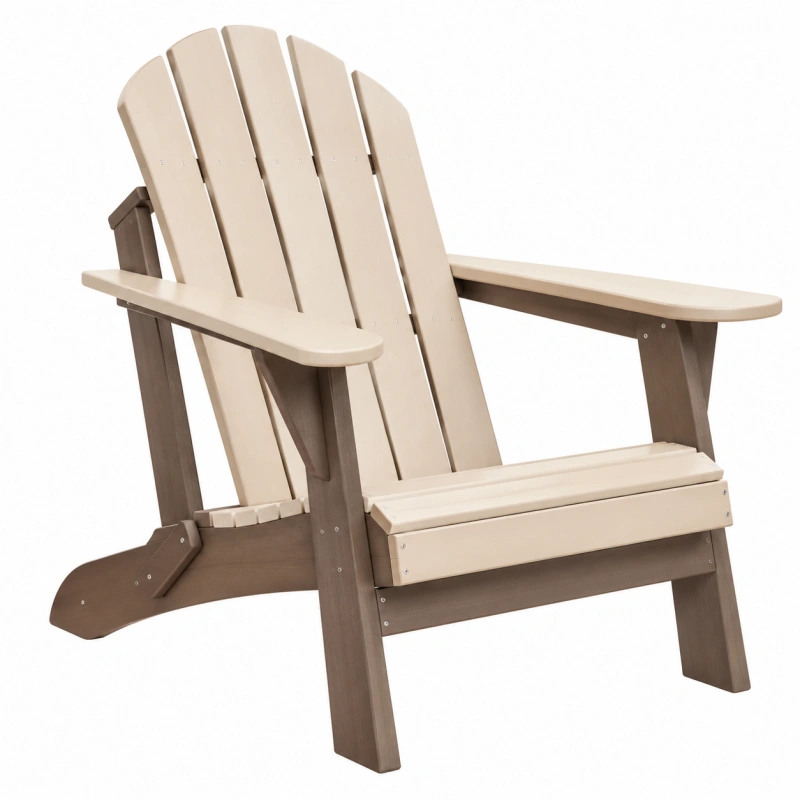 Sedia Adirondack da esterno 98 x 78 x 92 cm in plastica beige e marrone - schienale inclinato