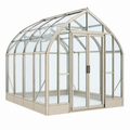 Serra da giardino 190 x 190 x 195 cm in alluminio beige con pannelli trasparenti e porta scorrevole
