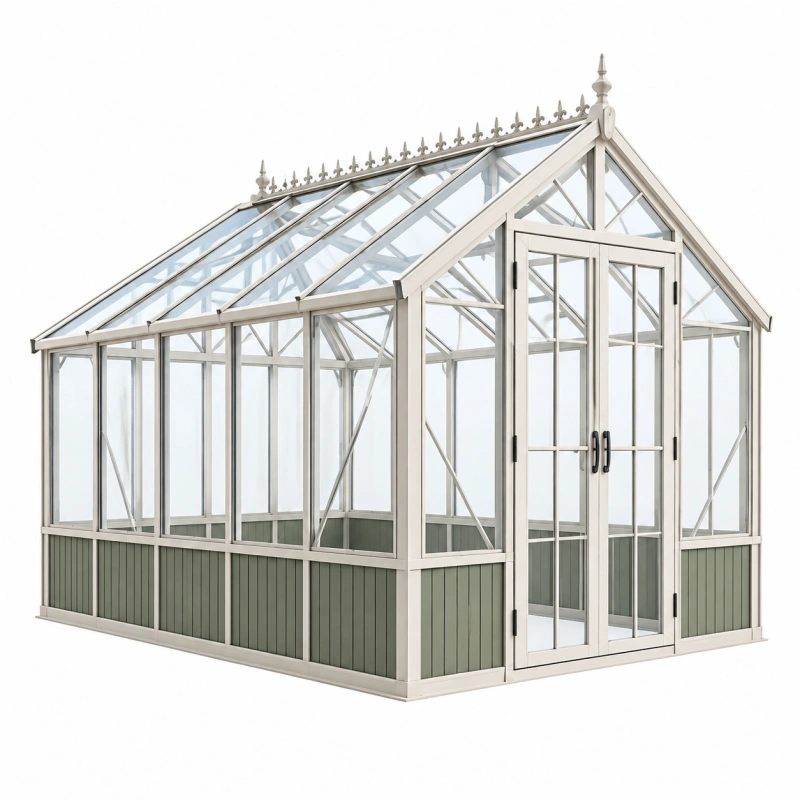 Serra da giardino 300 x 240 x 260 cm in metallo e vetro bianco verde - struttura con doppia porta