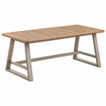Tavolo da pranzo da esterno 180 x 90 x 75 cm in legno marrone con struttura in acciaio stile moderno