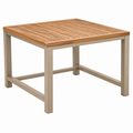 Tavolo da giardino 90 x 90 cm in legno naturale e beige - piano a doghe