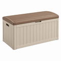 Cassapanca contenitore da esterno 120 x 55 x 60 cm in resina beige e marrone con coperchio