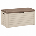 Cassapanca da esterno 117 x 45 x 57 cm in resina beige e marrone con coperchio