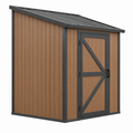 Casetta da giardino 180 x 120 x 180 cm in metallo e pannelli effetto legno marrone nero con tetto spiovente
